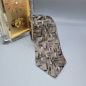 Pierre Cardin Silk Tie Gold Blue Brown Geometric Men Necktie USA Long 63 x 3.7/8